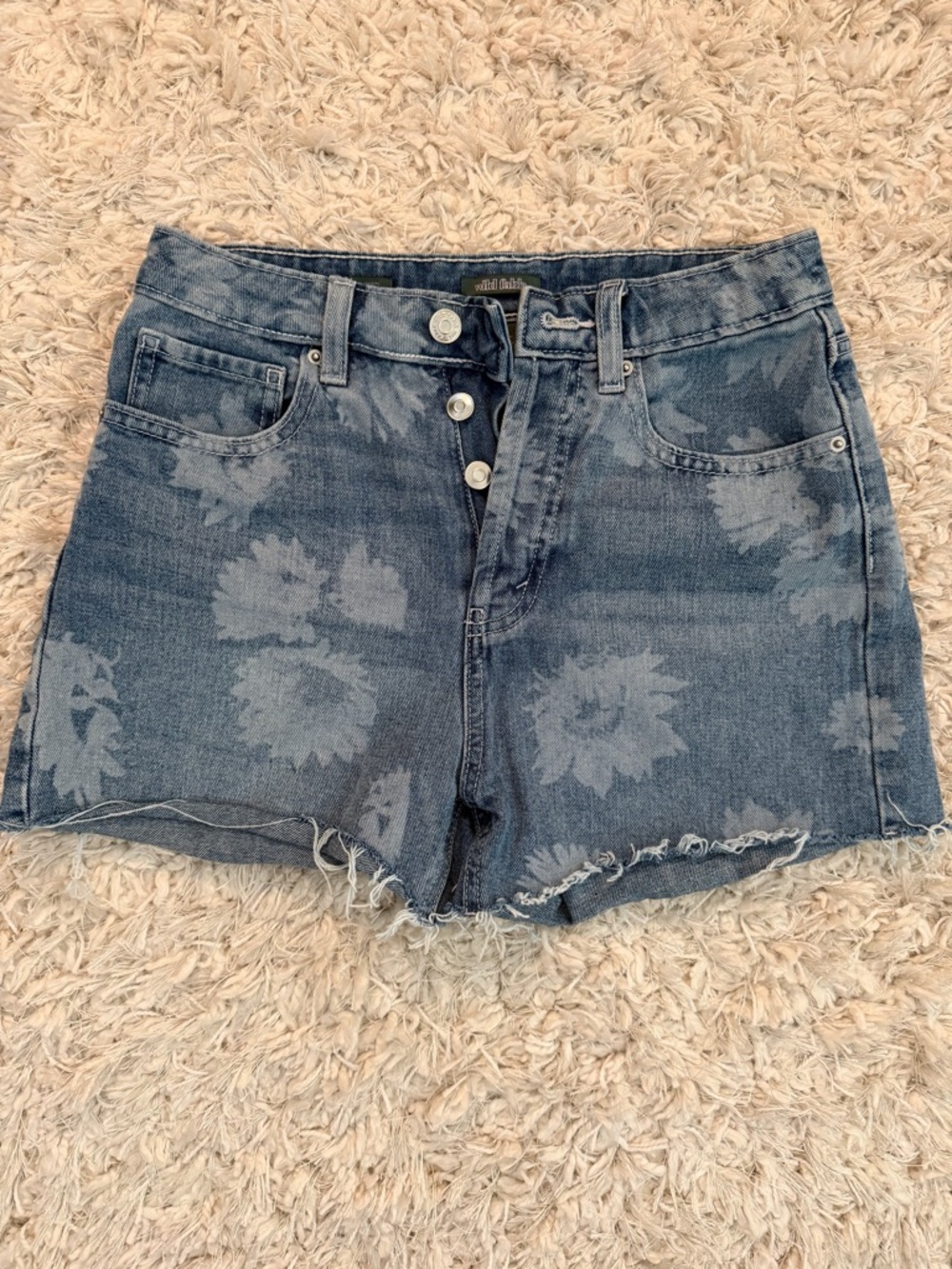 wild fable Sunflower Bleach-Print High-Rise Jean Shorts - Blue